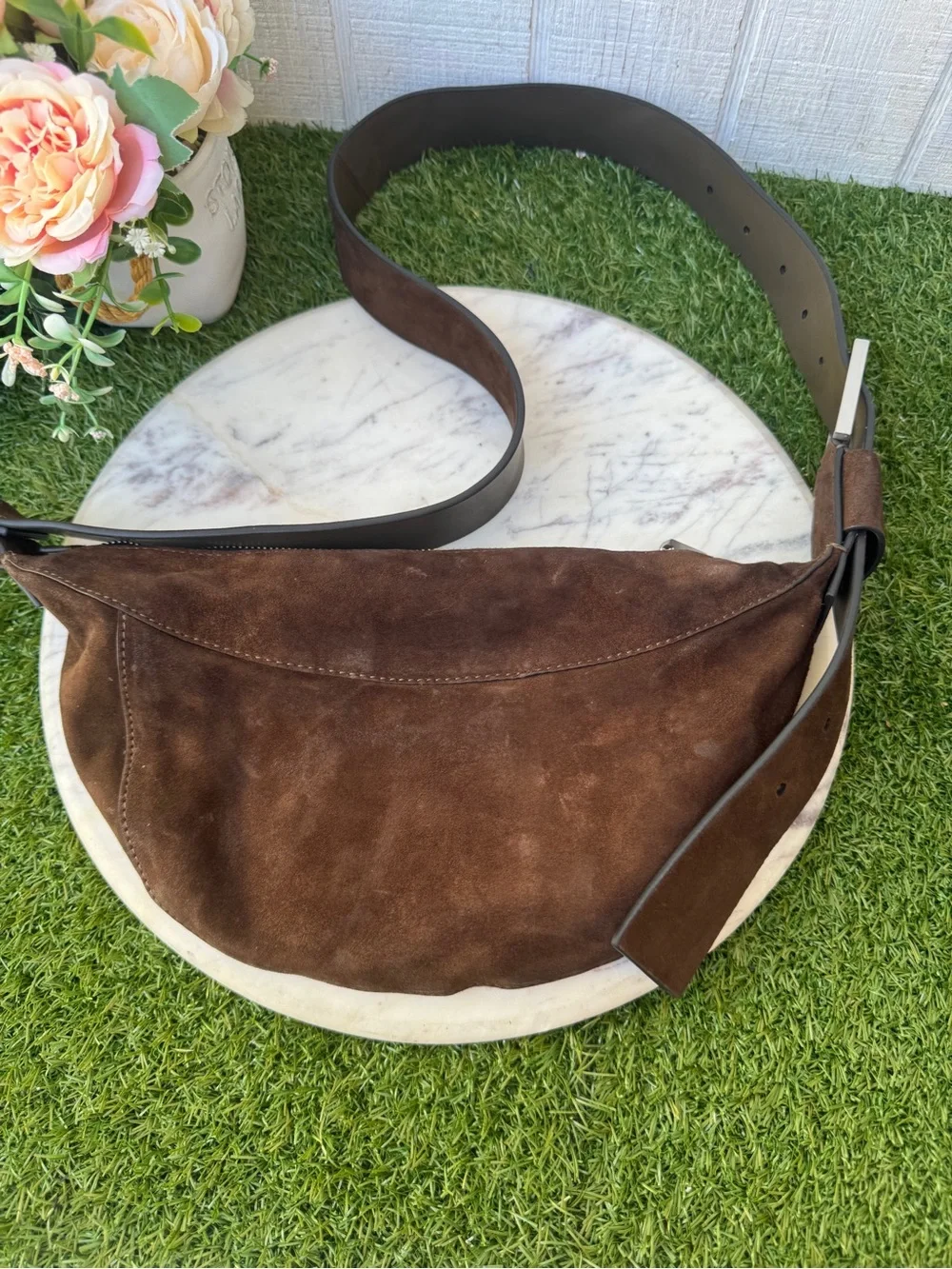 All Saints Brown Suede Crossbody Bag